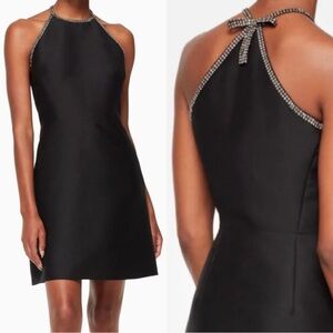 Kate Spade Run Wild A-line Black Rhinestone Embellished Bow Mini Dress 6